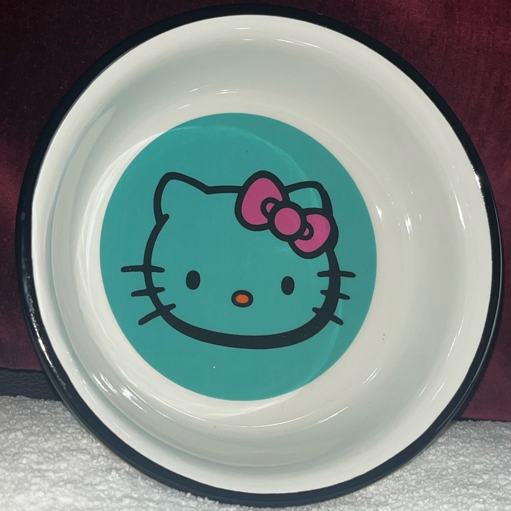 Hello Kitty Green Frankenstein Patterned Ceramic Pet Bowl NEW